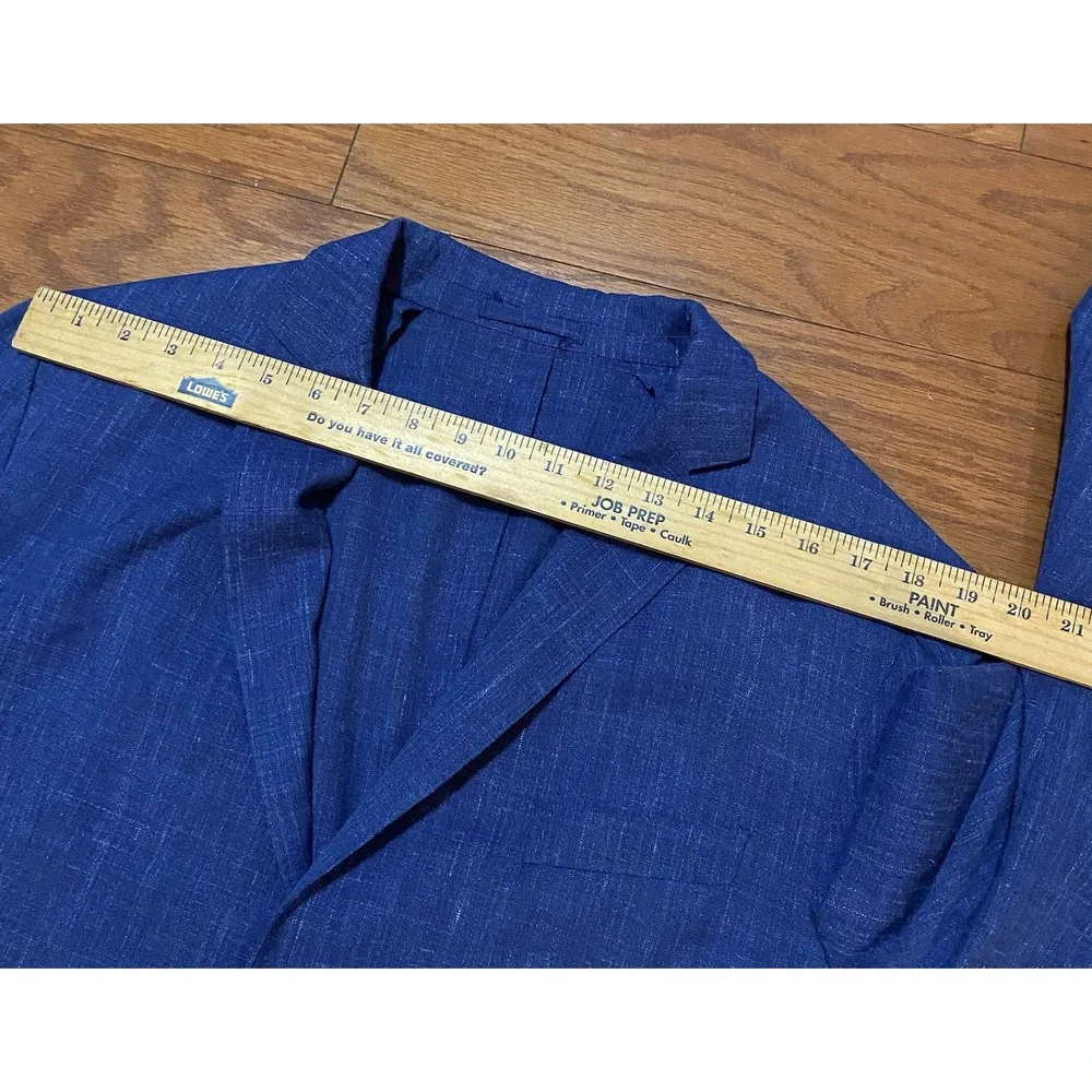 MENS SALVATORE FERRAGAMO BLAZER SIZE 42 R Linen MADE ITALY Blue Very Nice!